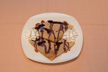 Image showing Two Chocolate Crepes