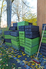 Image showing Stacked Crates Boxes