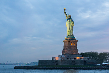 Image showing Statue of Liberty at dusk, New York City, USA