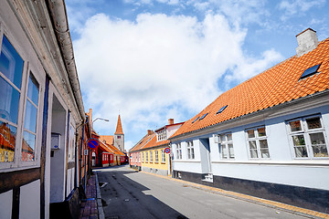 Image showing Danish village in the summer with red rooftops