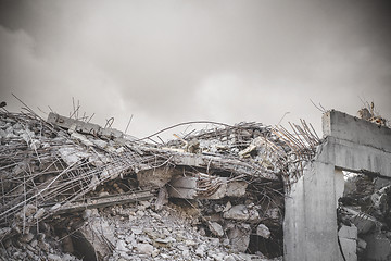 Image showing Ruin in a war zone with a damaged concrete building 