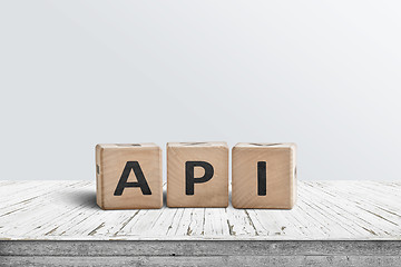 Image showing API app programming sign made of wooden blocks