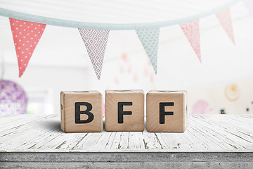 Image showing BFF greeting message made of wooden blocks