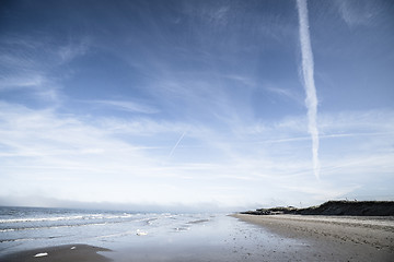 Image showing Northern beach with waves coing in