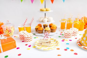 Image showing piece of cake on plate at birthday party