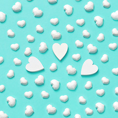 Image showing Valentine\'s postcard with white plaster hearts pattern.