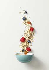 Image showing bowl of oatmeal and berries