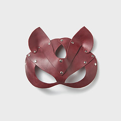 Image showing Red leather cat BDSM mask.