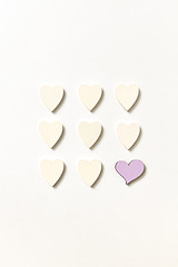 Image showing Square from paper Valentine\'s hearts with soft shadows.