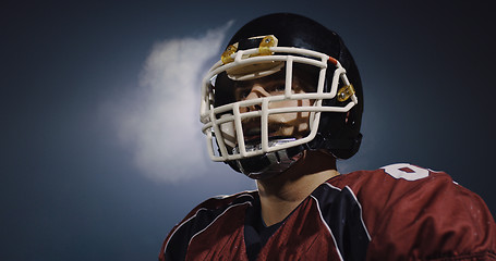 Image showing portrait of young confident American football player