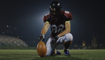 Image showing american football kicker ready for football kickoff