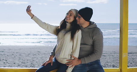 Image showing Gorgeous couple taking picture of herselfe