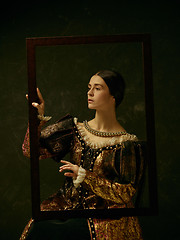 Image showing Portrait of a girl wearing a retro princess or countess dress