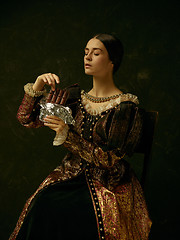 Image showing Portrait of a girl wearing a retro princess or countess dress