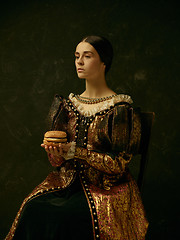 Image showing Portrait of a girl wearing a retro princess or countess dress