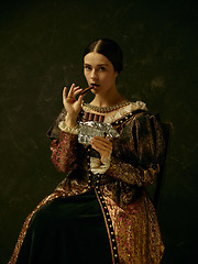 Image showing Portrait of a girl wearing a retro princess or countess dress