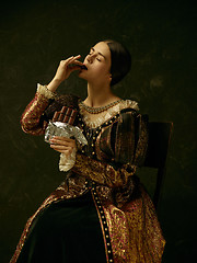 Image showing Portrait of a girl wearing a retro princess or countess dress