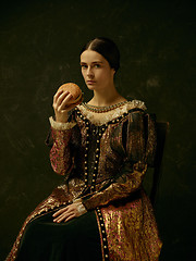 Image showing Portrait of a girl wearing a retro princess or countess dress