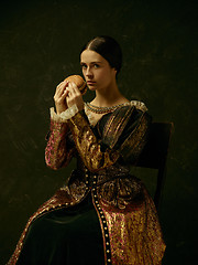 Image showing Portrait of a girl wearing a retro princess or countess dress