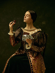 Image showing Portrait of a girl wearing a retro princess or countess dress