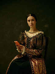 Image showing Portrait of a girl wearing a retro princess or countess dress