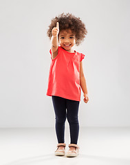 Image showing little african american girl showing thumbs up