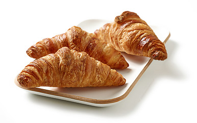 Image showing plate of freshly baked croissants