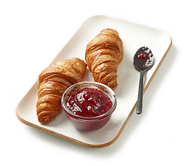 Image showing plate of freshly baked croissants