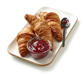 Image showing plate of freshly baked croissants