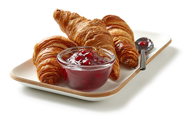 Image showing plate of freshly baked croissants