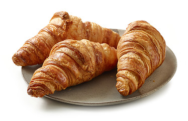 Image showing plate of freshly baked croissants