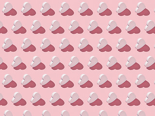 Image showing Valentine\'s pattern from vertical hearts with hard shadows.