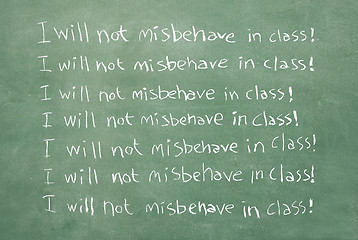 Image showing I will not misbehave in class!
