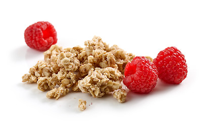 Image showing granola and raspberries