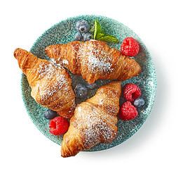 Image showing freshly baked croissants, top view