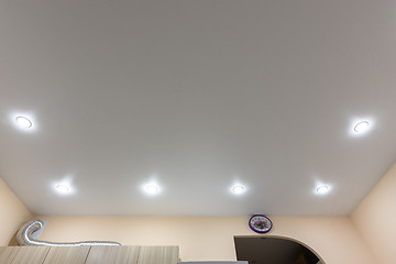 Image showing Location around the perimeter of point lights on a white matte tension ceiling