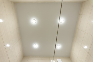 Image showing Stretch ceiling in a small bathroom