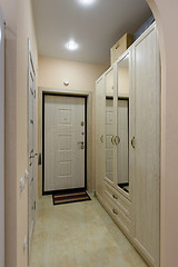 Image showing View of the hallway in a small hotel room