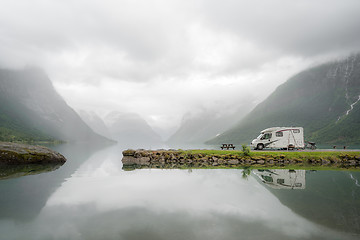 Image showing Family vacation travel RV, holiday trip in motorhome