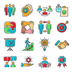 Image showing Teamwork Collaboration Line Icons Set