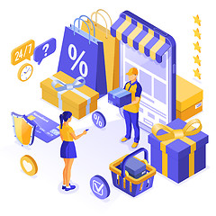 Image showing Isometric Online Internet Shopping