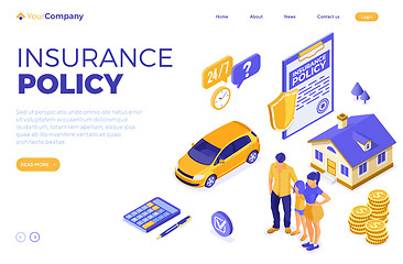 Image showing Property Car House Insurance Isometric