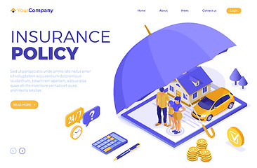 Image showing Family Car Home Insurance Isometric