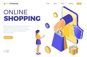 Image showing Isometric Online Internet Shopping