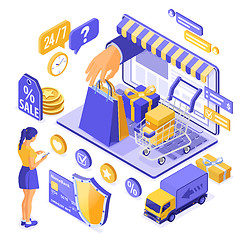 Image showing Isometric Online Internet Shopping