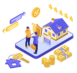 Image showing Online Sale Mortgage Insurance House Isometric