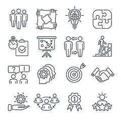 Image showing Teamwork Collaboration Line Icons Set