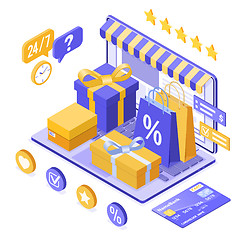 Image showing Isometric Online Internet Shopping