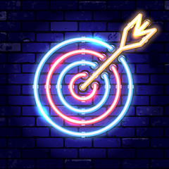 Image showing Neon Signboard Arrow Target