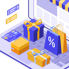 Image showing Isometric Online Internet Shopping